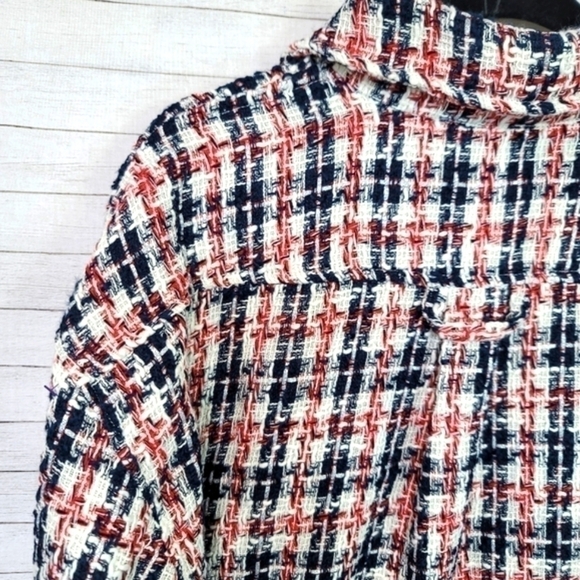 NAGRI RED, WHITE & BLUE TEXTURED PLAID SHIRT JACKET, SZ LARGE - Picture 9 of 14